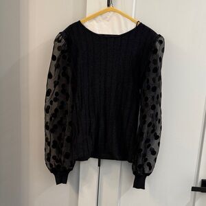 Black Sheer Polka Dot Sleeve Top